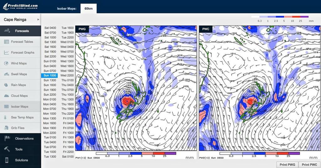 Isobar map - Sunday 1000  - PredictWind March 16, 2014 - Cyclone Lusi,  © PredictWind http://www.predictwind.com
